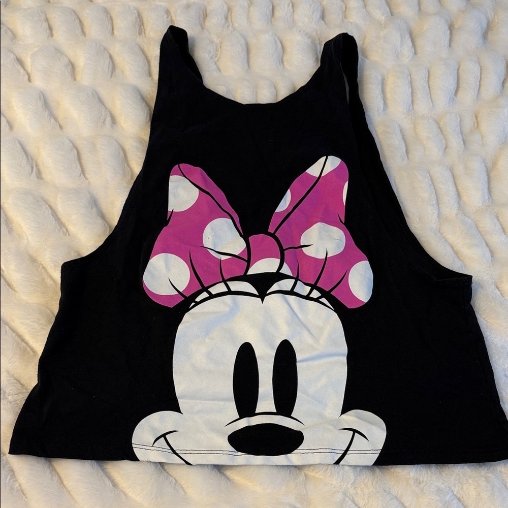 Disney Black Minnie Mouse Logo Tank Top C3